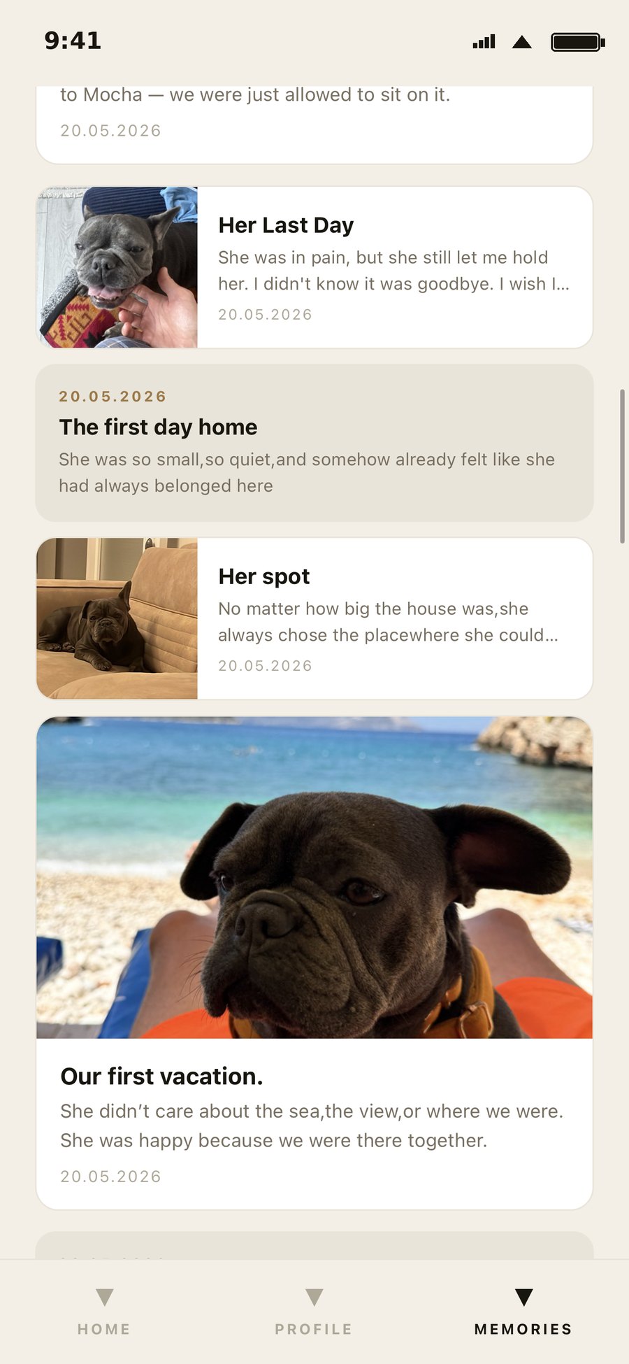 More Anivo memory cards — Her Last Day, The first day home, Our first vacation
